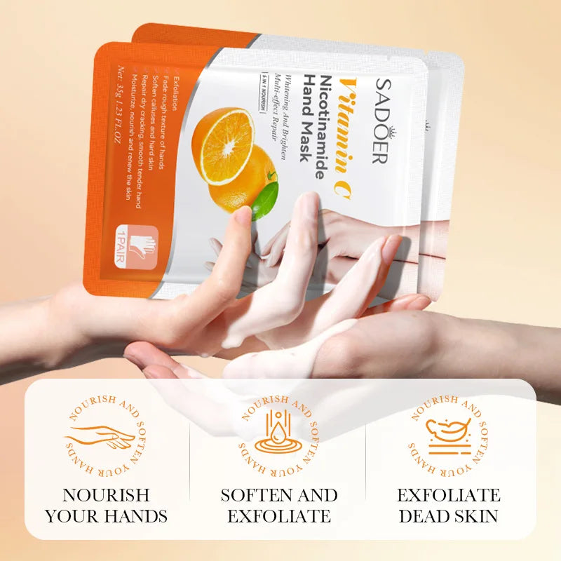 SADOER Fruit Hand Mask – Moisturizing & Nourishing (6 Pairs)